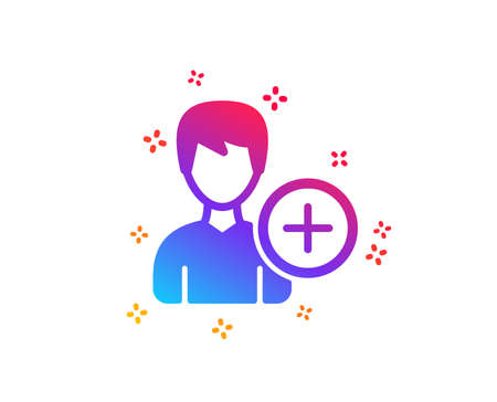 Add User icon. Profile Avatar sign. Male Person silhouette symbol. Dynamic shapes. Gradient design add Person icon. Classic style. Vectorのイラスト素材