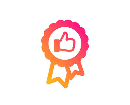Positive feedback icon. Award medal symbol. Reward sign. Classic flat style. Gradient positive feedback icon. Vectorのイラスト素材