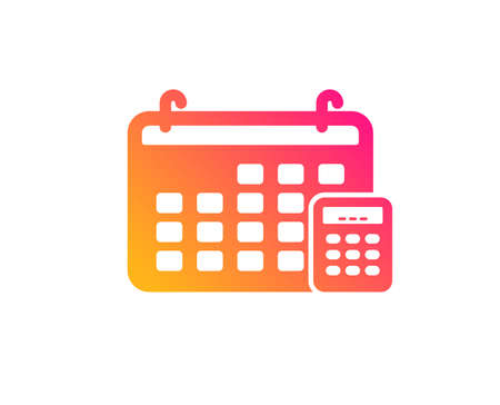 Calendar with calculator icon. Accounting sign. Calculate finance symbol. Classic flat style. Gradient calendar icon. Vectorのイラスト素材