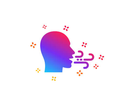 Breathing icon. Breath difficulties sign. Respiration problems symbol. Dynamic shapes. Gradient design breathing exercise icon. Classic style. Vectorのイラスト素材