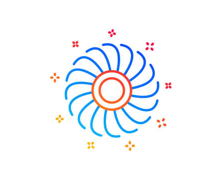 Fan engine line icon. Jet turbine sign. Ventilator symbol. Gradient design elements. Linear fan engine icon. Random shapes. Vectorのイラスト素材