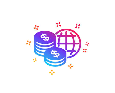 World money icon. Global markets sign. Internet payments symbol. Dynamic shapes. Gradient design world money icon. Classic style. Vectorのイラスト素材