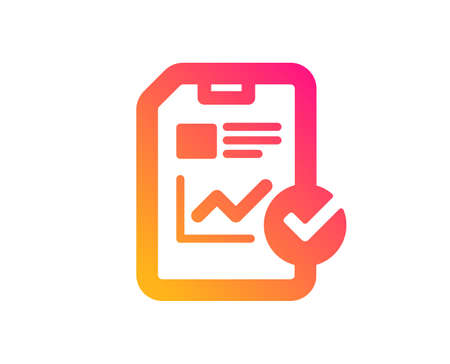 Report document icon. Analysis Chart or Sales growth report sign. Statistics data or Checklist symbol. Classic flat style. Gradient report checklist icon. Vectorのイラスト素材