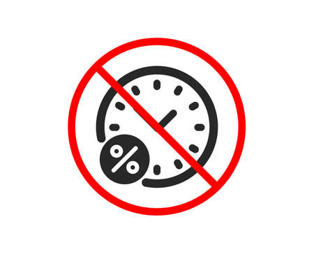 No or Stop. Loan time percent icon. Discount sign. Credit percentage symbol. Prohibited ban stop symbol. No loan percent icon. Vectorのイラスト素材