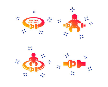 Fasten Seat Belt Icons Child Safety In Accident Symbols Vehicle Safety Belt Signs Random Dynamic Shapes Gradient Safety Icon Vector Tasmeemme Com