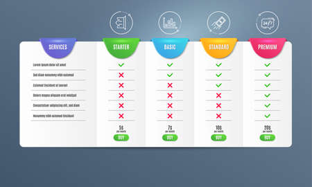 Diagram graph, Sign out and Fast payment icons simple set. Comparison table. 24/7 service sign. Presentation chart, Logout, Finance transfer. Call support. Business set. Pricing plan. Vectorのイラスト素材