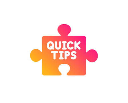 Quick tips puzzle icon. Helpful tricks sign. Classic flat style. Gradient quick tips icon. Vectorのイラスト素材