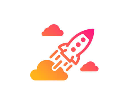 Startup rocket icon. Launch Project sign. Innovation symbol. Classic flat style. Gradient startup rocket icon. Vectorのイラスト素材
