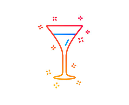 Martini glass line icon. Wine glass sign. Gradient design elements. Linear martini glass icon. Random shapes. Vectorのイラスト素材