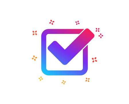 Check icon. Approved Tick sign. Confirm, Done or Accept symbol. Dynamic shapes. Gradient design checkbox icon. Classic style. Vectorのイラスト素材