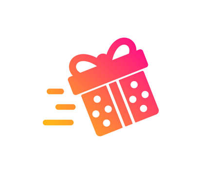 Gift box Delivery icon. Present or Sale sign. Birthday Shopping symbol. Package in Gift Wrap. Classic flat style. Gradient present delivery icon. Vectorのイラスト素材