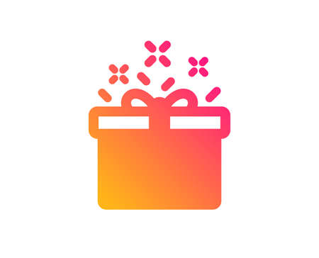 Gift box icon. Present or Sale sign. Birthday Shopping symbol. Package in Gift Wrap. Classic flat style. Gradient special offer icon. Vectorのイラスト素材