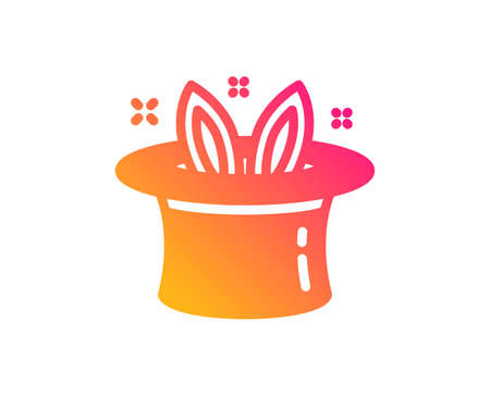 Hat-trick icon. Magic tricks with hat and rabbit sign. Illusionist show symbol. Classic flat style. Gradient hat-trick icon. Vectorのイラスト素材