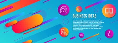 Header Banner Book Receive Money And Approved Mail Icons Simple