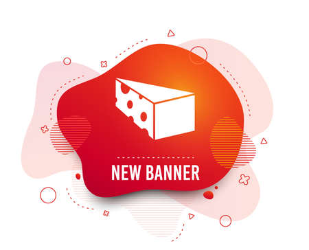 Fluid badge. Cheese sign icon. Slice of cheese symbol. Triangle cheese with holes. Abstract shape. Gradient cheese icon. Flyer liquid banner. Vectorのイラスト素材