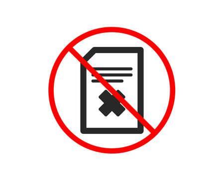No or Stop. Remove Document icon. Delete Information File sign. Paper page concept symbol. Prohibited ban stop symbol. No delete file icon. Vectorのイラスト素材