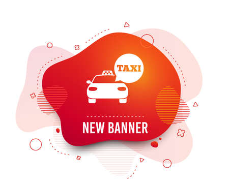 Fluid badge. Taxi car sign icon. Public transport symbol. Speech bubble sign. Abstract shape. Gradient taxi icon. Flyer liquid banner. Vectorのイラスト素材