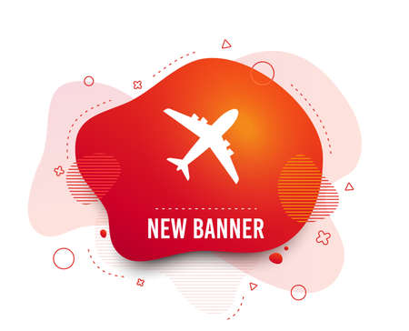 Fluid badge. Airplane sign. Plane symbol. Travel icon. Flight flat label. Abstract shape. Gradient airplane icon. Flyer liquid banner. Vectorのイラスト素材