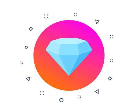 Diamond crystal icon. Jewelry or brilliant sign. Royal treasure symbol. Luxury diamond, crystal jewel. Engagement or marriage gemstone. Random dynamic shapes. Gradient diamond crystal button. Vectorのイラスト素材