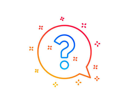 Question mark line icon. Help speech bubble sign. FAQ symbol. Gradient design elements. Linear question mark icon. Random shapes. Vectorのイラスト素材