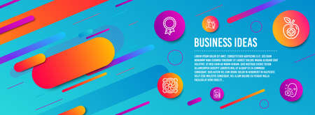 Header banner. Success, Creative idea and Computer fan icons simple set. Medical food, Documentation and Face declined signs. Award reward, Startup. Business set. Line success icon. Gradient elementsのイラスト素材