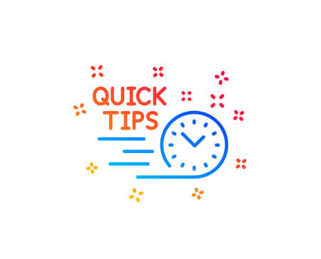 Quick tips line icon. Helpful tricks sign. Tutorials symbol. Gradient design elements. Linear quick tips icon. Random shapes. Vectorのイラスト素材