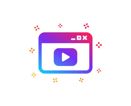 Browser Window icon. Video content sign. Internet page symbol. Dynamic shapes. Gradient design video content icon. Classic style. Vectorのイラスト素材