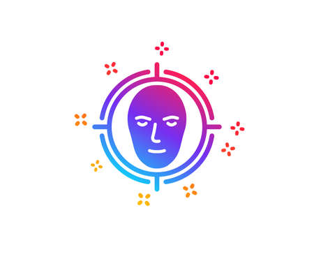 Face detect target icon. Head recognition sign. Identification symbol. Dynamic shapes. Gradient design face detect icon. Classic style. Vectorのイラスト素材