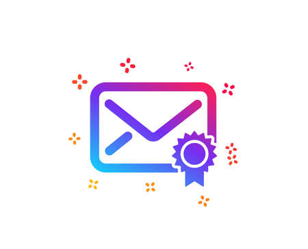 Verified Mail icon. Confirmed Message correspondence sign. E-mail symbol. Dynamic shapes. Gradient design verified Mail icon. Classic style. Vectorのイラスト素材