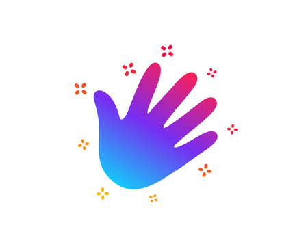 Hand wave icon. Palm sign. Dynamic shapes. Gradient design hand icon. Classic style. Vectorのイラスト素材