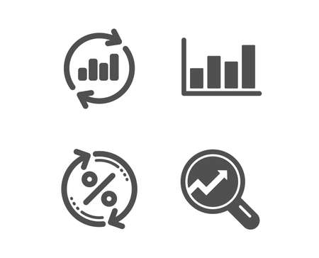 Set of Update data, Loan percent and Report diagram icons. Analytics sign. Sales chart, Change rate, Financial market. Audit analysis.  Classic design update data icon. Flat design. Vectorのイラスト素材