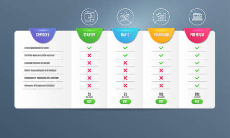 Growth chart, Phone communication and Startup concept icons simple set. Comparison table. Web analytics sign. Diagram graph, Incoming and outgoing calls, Launch project. Statistics. Vectorのイラスト素材
