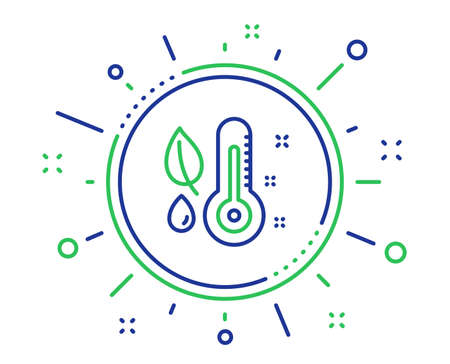 Thermometer line icon. Humidity and leaf sign. Moisture symbol. Quality design elements. Technology thermometer button. Editable stroke. Vectorのイラスト素材