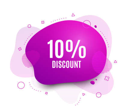 Fluid badge. 10% Discount. Sale offer price sign. Special offer symbol. Abstract shape. Color gradient sale banner. Flyer liquid design. Vectorのイラスト素材