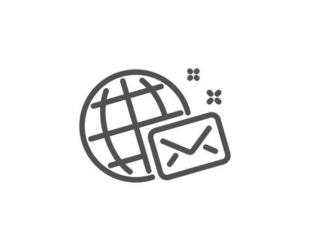 World mail line icon. Web letter sign. Send message symbol. Quality design element. Linear style world mail icon. Editable stroke. Vectorのイラスト素材