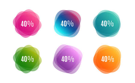 Blur shapes. 40% off Sale. Discount offer price sign. Special offer symbol. Color gradient sale banners. Market tags. Vectorのイラスト素材