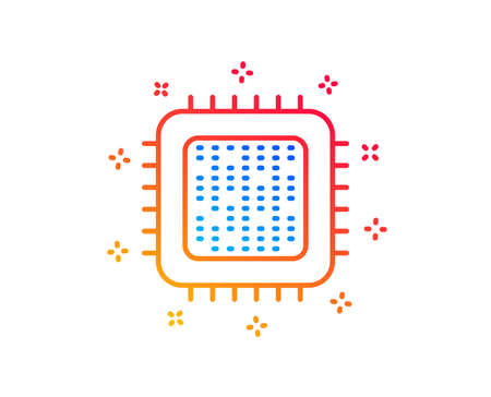 Cpu processor line icon. Computer component sign. Gradient design elements. Linear cpu processor...