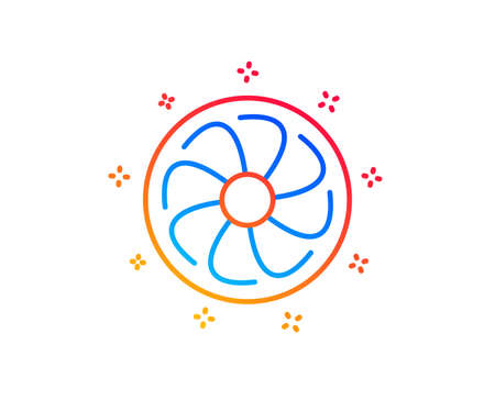 Fan engine line icon. Jet turbine sign. Ventilator symbol. Gradient design elements. Linear fan engine icon. Random shapes. Vectorのイラスト素材