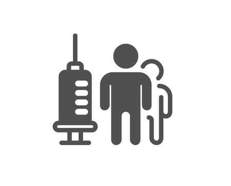 Medicine vaccine sign. Medical vaccination icon. Pharmacy medication symbol. Classic flat style. Simple medical vaccination icon. Vectorのイラスト素材