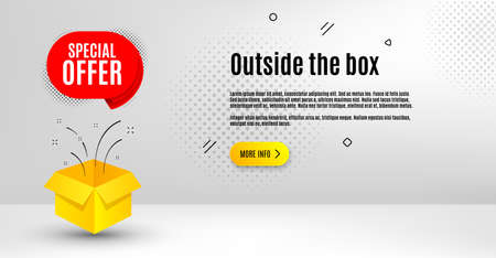 Special offer badge. Abstract background. Discount banner shape. Sale coupon bubble icon. Outside the box concept. Banner with offer badge. Vectorのイラスト素材
