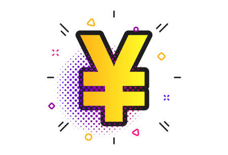 Yen sign icon. Halftone dots pattern. JPY currency symbol. Money label. Classic flat yen icon. Vectorのイラスト素材
