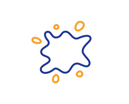Laundry service sign. Dirty spot line icon. Clothing dirt symbol. Colorful outline concept. Blue and orange thin line dirty spot icon. Vectorのイラスト素材