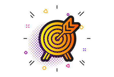 Amusement park attraction sign. Halftone circles pattern. Archery icon. Classic flat archery icon. Vectorのイラスト素材