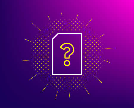 Unknown Document line icon. Halftone pattern. File with Question mark sign. Untitled Paper page concept symbol. Gradient background. Unknown file line icon. Yellow halftone pattern. Vectorのイラスト素材