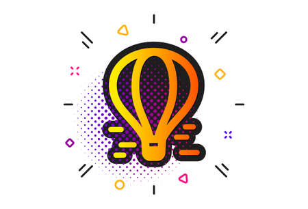 Flight transport with basket sign. Halftone circles pattern. Air balloon icon. Amusement park symbol. Classic flat air balloon icon. Vectorのイラスト素材
