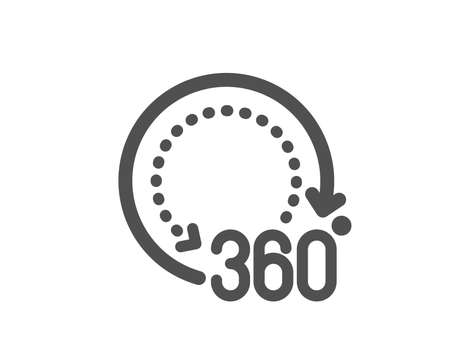 Panoramic view sign. 360 degrees icon. VR technology simulation symbol. Classic flat style. Simple 360 degrees icon. Vectorのイラスト素材