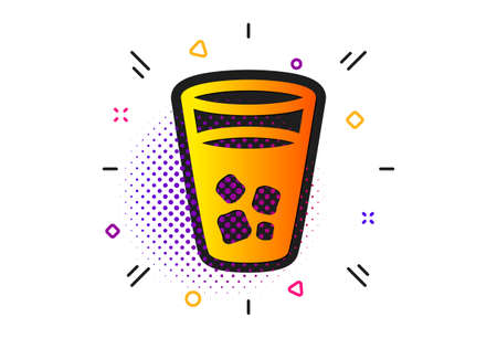 Soda drink sign. Halftone circles pattern. Ice tea icon. Fresh cold beverage symbol. Classic flat ice tea icon. Vectorのイラスト素材