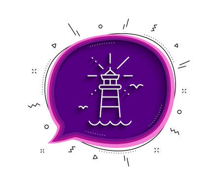 Lighthouse line icon. Chat bubble with shadow. Beacon tower sign. Searchlight building symbol. Thin line lighthouse icon. Vectorのイラスト素材