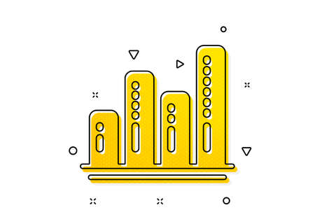 Column chart sign. Graph icon. Growth diagram symbol. Yellow circles pattern. Classic graph chart icon. Geometric elements. Vectorのイラスト素材