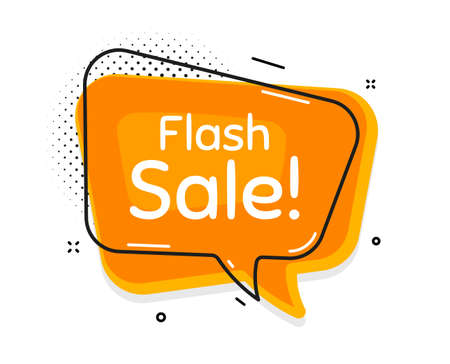 Flash Sale. Thought chat bubble. Special offer price sign. Advertising Discounts symbol. Speech bubble with lines. Flash sale promotion text. Vectorのイラスト素材